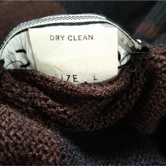 A Vintage Dylani Knitwear Zebra Leopard Print Brown Striped Full Zip Sweater L - Picture 9 of 10